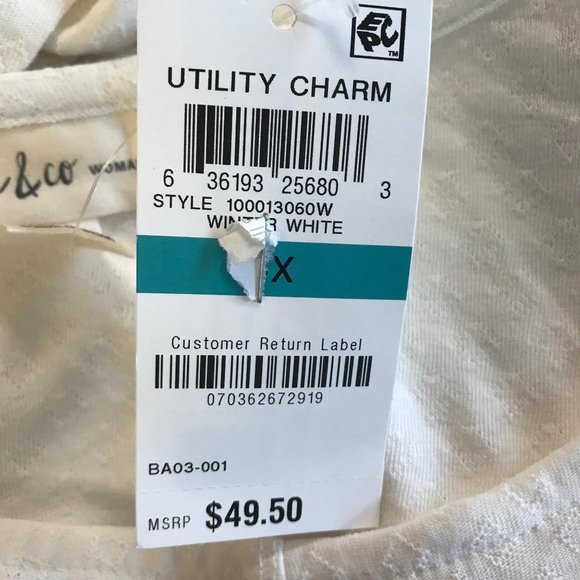 NWT Style & Co Womens Cream 3/4 Tie Sleeve Ruffle Scoop Neck Blouse Size OX - Picture 5 of 7